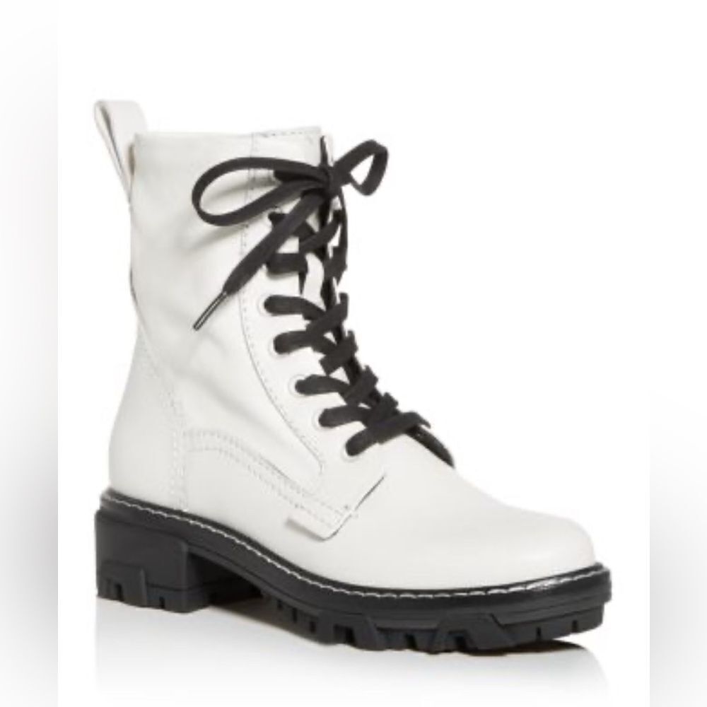 rag & bone Shiloh leather Combat Boot in antique white . 41/11. New